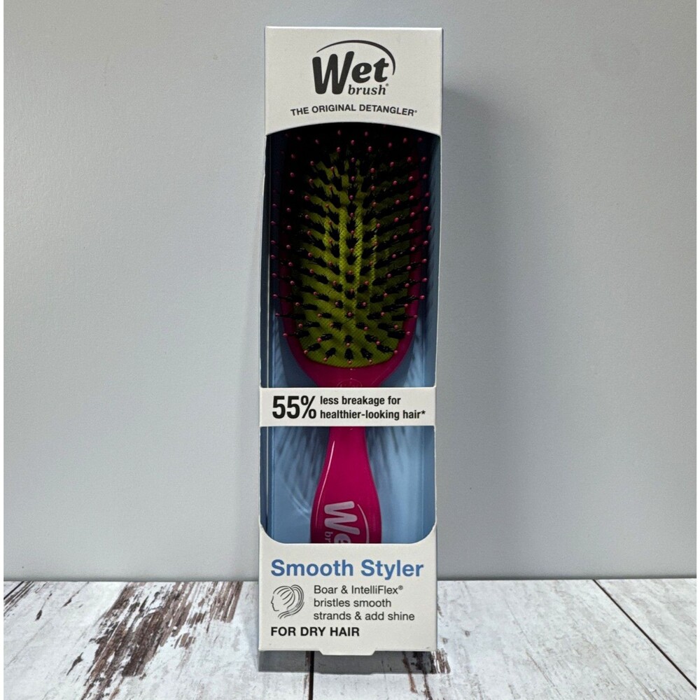 Wet Brush Smooth Styler Detangling Brush, Pink Oval Boar Bristle for All Hair